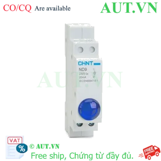 Ảnh của Đèn Báo Tín Hiệu Module CHINT ND9-1/B 230V Màu Xanh - Lắp Ray DIN 35mm, LED Siêu Bền, Rộng 18mm