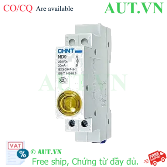 Ảnh của Đèn Báo Gắn Thanh Ray CHINT ND9-1/Y 230V Màu Vàng - LED Siêu Sáng, Rộng 18mm, Chuẩn IEC