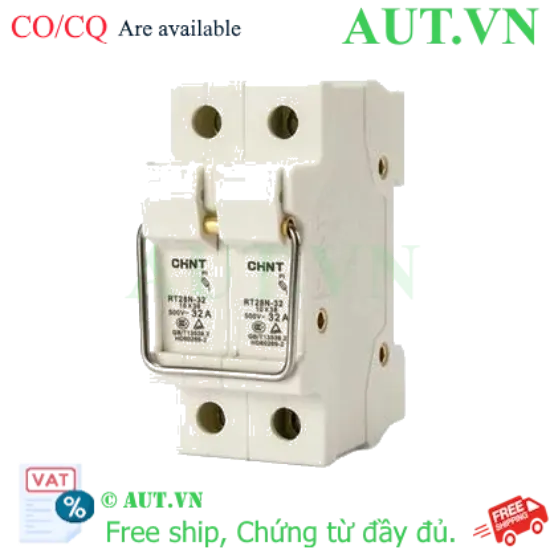 Ảnh của Đế Cầu Chì CHINT RT28N-32 2P | 32A, 500VAC, Lắp Ray DIN 35mm, Chuẩn 10x38mm