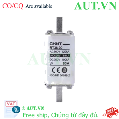 Ảnh của Cầu chì ống CHINT RT36-00 63A gG 