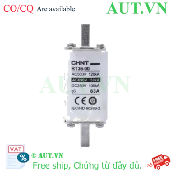 Ảnh của Cầu chì ống CHINT RT36-00 63A gG 