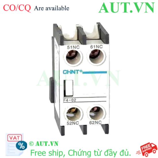 Ảnh của Tiếp điểm phụ CHINT F4-02 (2NC) - Tương thích NC2, Lắp Mặt Trước, Độ Bền Cao | AUT VN