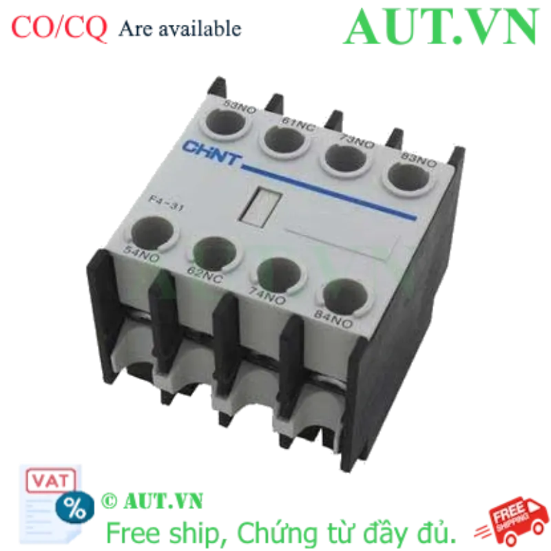 Ảnh của Tiếp Điểm Phụ CHINT F4-31 (3NO+1NC) Cho Contactor NC2 | Lắp Mặt Trước, Chính Hãng AUT VN