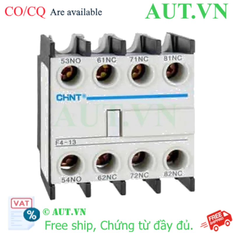 Ảnh của Tiếp điểm phụ CHINT F4-13 cho Contactor NC2 (1NO+3NC) - Gắn Mặt Trước, Chính Hãng