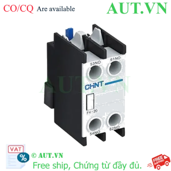 Ảnh của Tiếp điểm phụ CHINT F4-20 cho NC2 | 2NO, Lắp Mặt Trước, Chính Hãng AUT VN