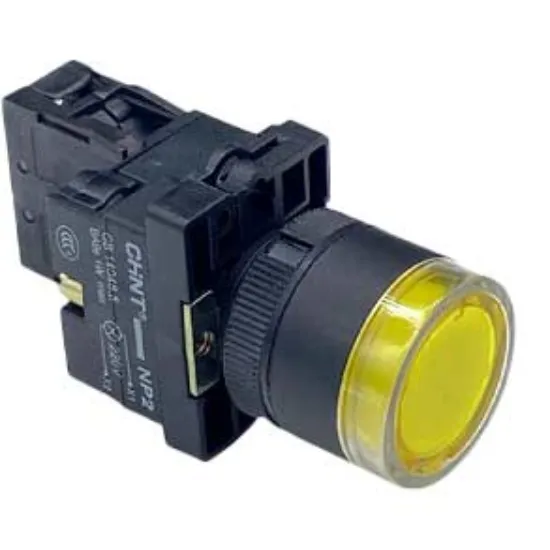 Ảnh của Nút Nhấn Có Đèn CHINT NP2-EW3565 Vàng 230V LED | 1NO+1NC | Phi 22 - Chính Hãng AUT VN
