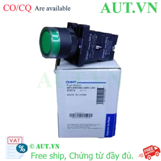 Ảnh của Nút Nhấn Có Đèn CHINT NP2-EW3363 | 230V LED, 2NO, Phi 22 Xanh Lá - Nhấn Nhả Chính Hãng AUT VN