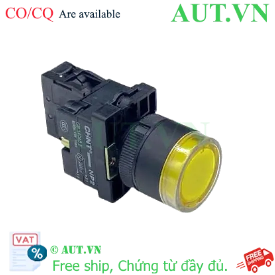 Ảnh của Nút nhấn có đèn CHINT NP2-EW3563 230V LED - Nhấn Nhả, 2NO, D22 Vàng