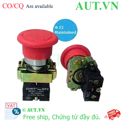 Ảnh của NP2-BS542 - Nút nhấn Chint màu đỏ, D22, 1NC, đầu nấm
