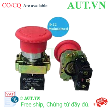 Ảnh của NP2-BS542 - Nút nhấn Chint màu đỏ, D22, 1NC, đầu nấm