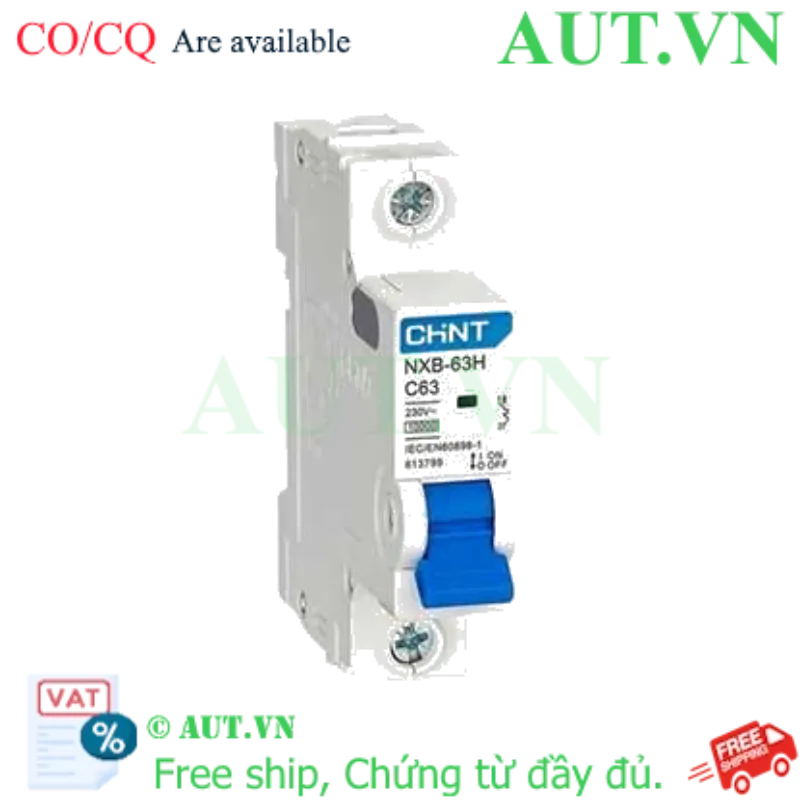 Ảnh của Áp tô mát cài loại nhỏ CHINT NXB-63H 1P C63 10kA 