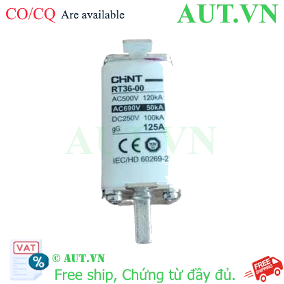 Ảnh của Cầu chì ống sứ RT36-00 125A gG Chint 125A, 500VAC, 120kA