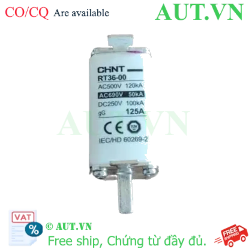 Ảnh của Cầu chì ống sứ RT36-00 125A gG Chint 125A, 500VAC, 120kA