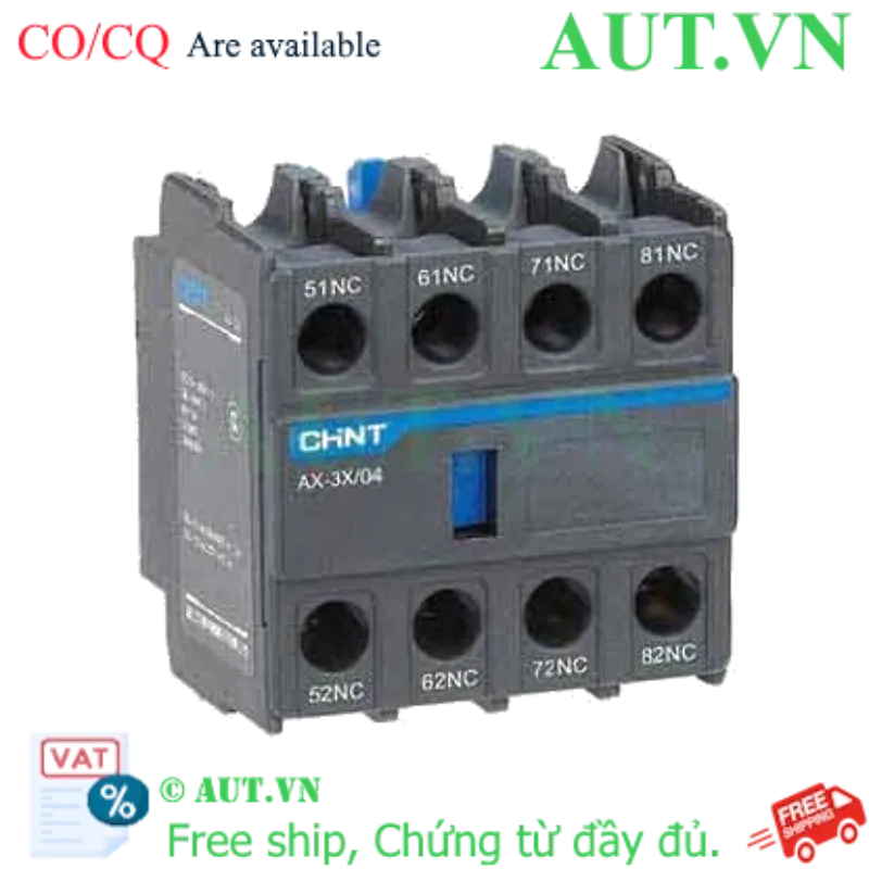 Ảnh của Tiếp điểm phụ CHINT AX-3X/04 (4NC) - Lắp đỉnh Contactor NXC, Chính hãng AUT VN