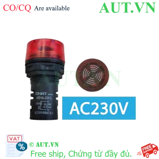 Ảnh của Đèn Báo Còi Hú CHINT ND16-22FS 230V AC - Cảnh Báo Kép LED & Âm Thanh, Chuẩn IP65, Lỗ Khoét 30.5mm