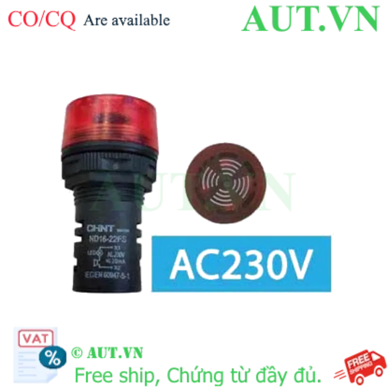 Ảnh của Đèn Báo Còi Hú CHINT ND16-22FS 230V AC | LED Đỏ, Âm Mạnh, IP65