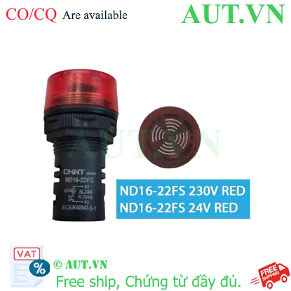 Ảnh của Còi báo 24V ND16-22FS AC/DC 24V RED Chint chính hãng