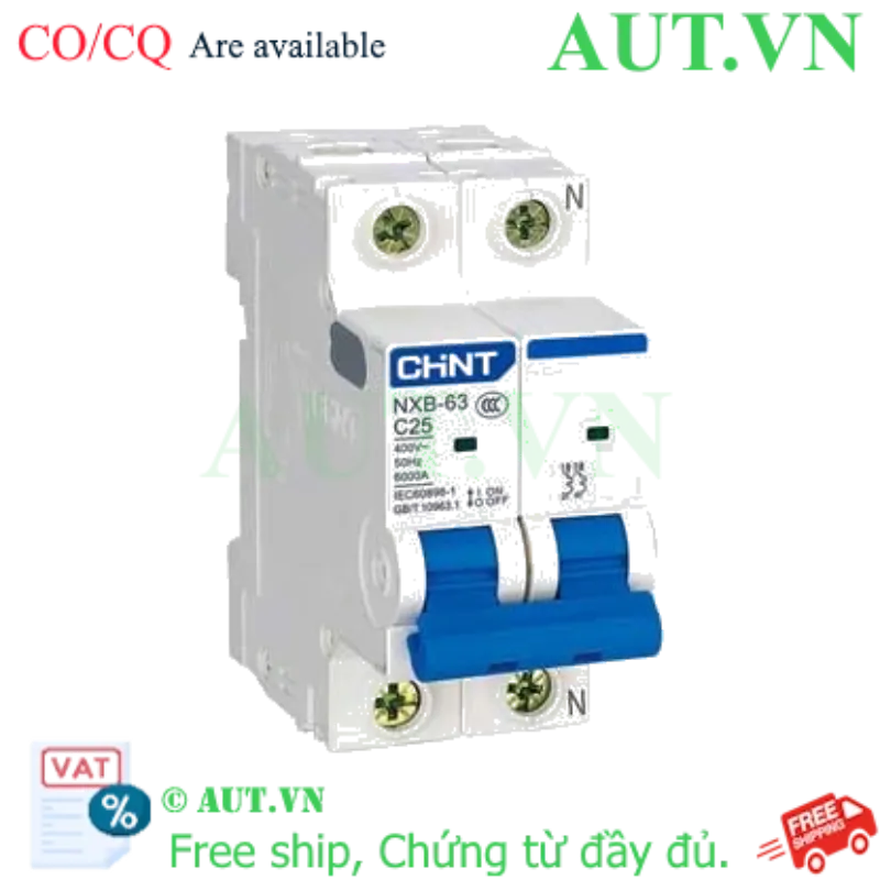 Ảnh của Áp tô mát cài cỡ nhỏ CHINT NXB-63 2P C25 6kA 