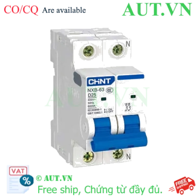 Ảnh của Áp tô mát cài cỡ nhỏ CHINT NXB-63 2P D25 6kA 