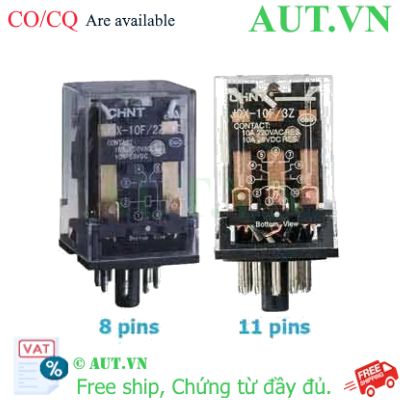 Ảnh của Rơ le trung gian CHINT JQX-10F/3Z DC18V - 3PDT, 11 Chân, 10A