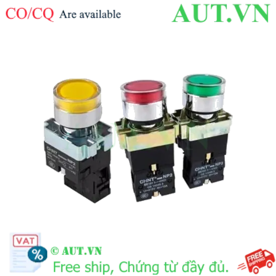 Ảnh của Nút Nhấn Có Đèn CHINT NP2-BW3363 | 2NO, LED Xanh 230VAC, Chuẩn D22