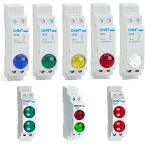 Ảnh của Đèn Báo LED Thanh Ray CHINT ND9-2/GB 230V - LED Kép Xanh/Xanh Dương, Module 18mm Siêu Gọn