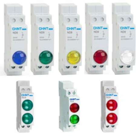 Ảnh của Đèn Báo LED Thanh Ray CHINT ND9-2/GB 230V - LED Kép Xanh Lá/Xanh Dương, Module 18mm, Chuẩn IEC