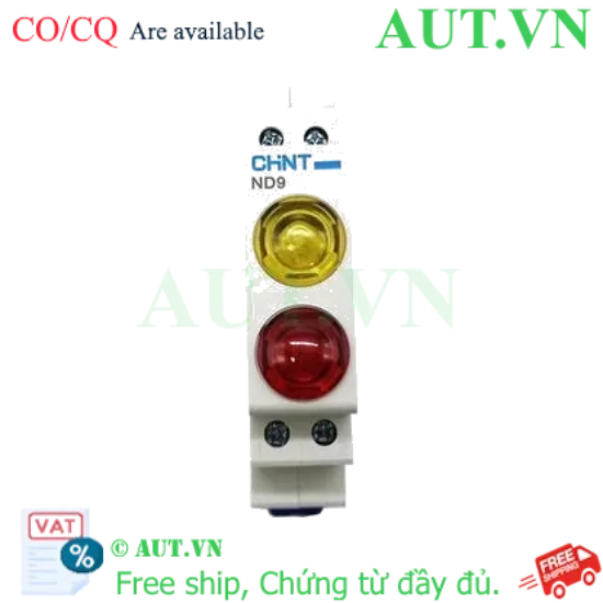 Ảnh của Đèn Báo Thanh Ray CHINT ND9-2/RY 230V - LED Đỏ Vàng, Module 18mm, Tiết Kiệm Diện Tích