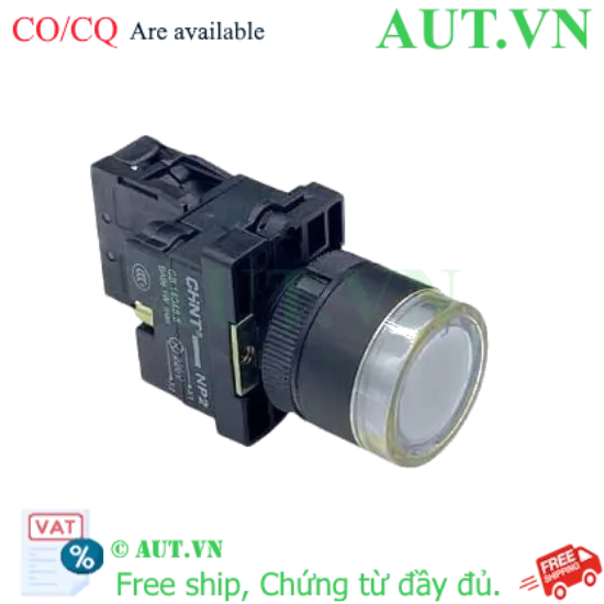Ảnh của Nút Nhấn Có Đèn CHINT NP2-EW3165 | 24V LED Trắng, Nhấn Nhả, 1NO+1NC | Chuẩn D22