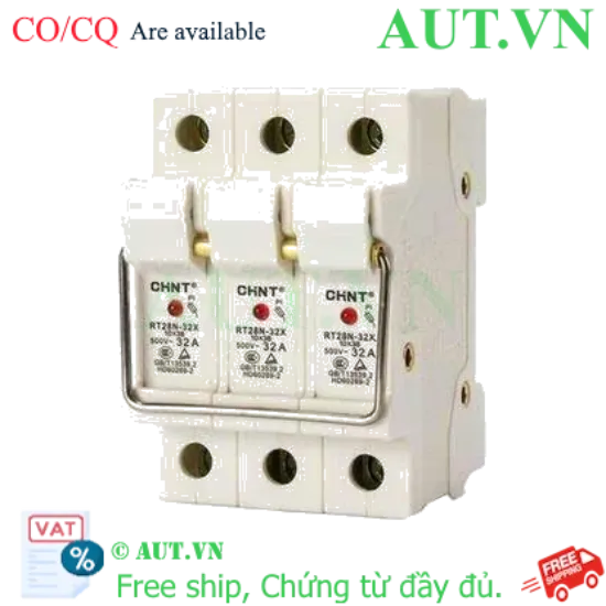 Ảnh của Đế Cầu Chì Chint RT28N-32X 3P 32A - Có Đèn Báo Lỗi, Lắp Ray DIN, Chuẩn 10x38mm