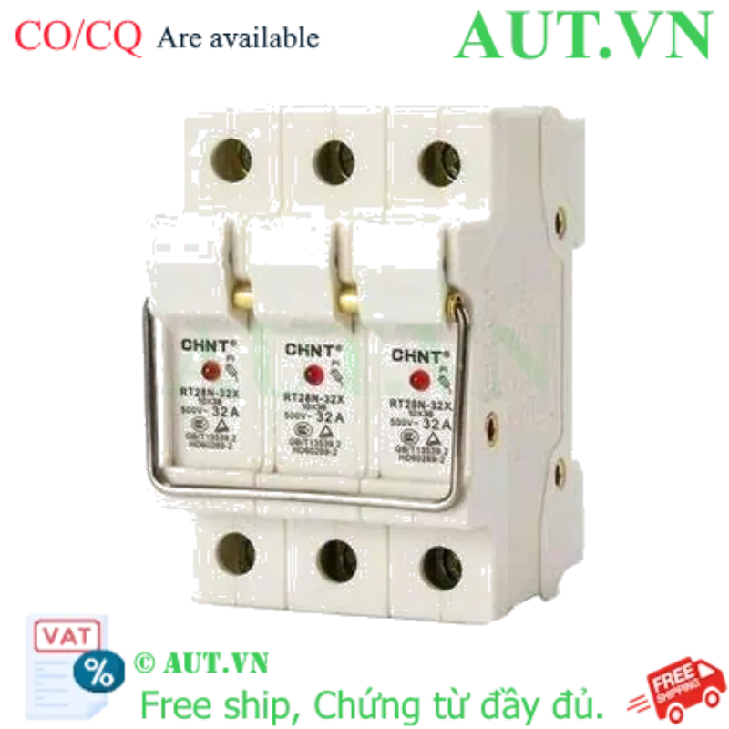 Ảnh của Đế Cầu Chì Chint RT28N-32X 3P 32A - Có Đèn LED Báo Lỗi, Chuẩn 10x38mm, Lắp Ray DIN