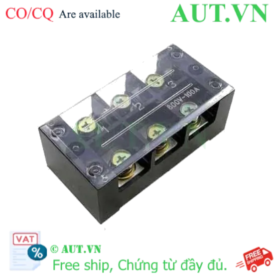 Ảnh của Cầu Đấu Điện Chint TB-10003: 3 Cực, 100A, 600V - Chống Cháy & Kết Nối Vít M6 Siêu Chắc