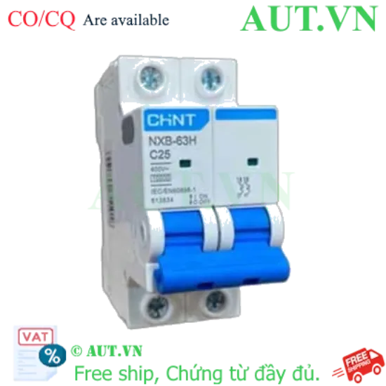 Ảnh của Áp tô mát cài loại nhỏ CHINT NXB-63H 2P C25 10kA 