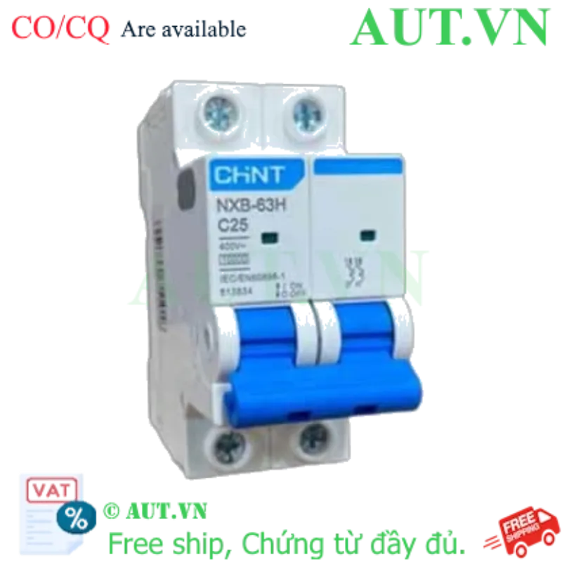 Ảnh của Áp tô mát cài loại nhỏ CHINT NXB-63H 2P C25 10kA 