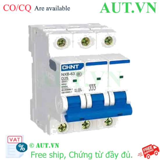 Ảnh của Áp tô mát cài cỡ nhỏ CHINT NXB-63 3P D25 6kA 