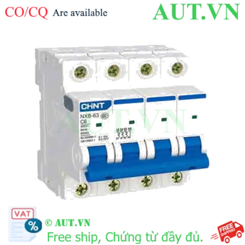 Ảnh của Áp tô mát cài cỡ nhỏ CHINT NXB-63 4P C6 6kA 