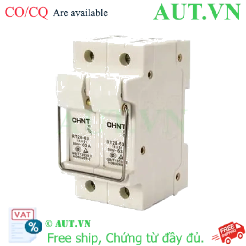 Ảnh của Đế Cầu Chì CHINT RT28-63 2P - 63A, 500VAC, Chuẩn 14x51mm, Lắp Ray DIN