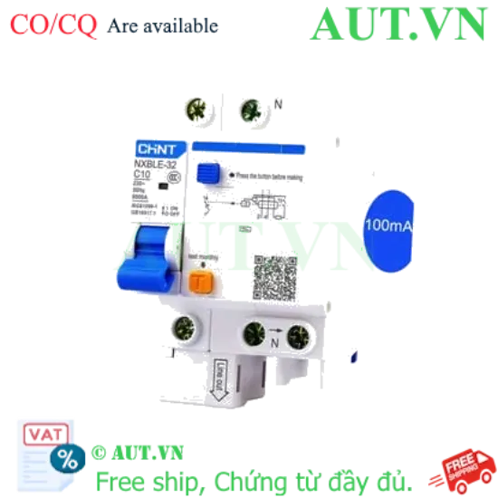 Ảnh của Át chống dòng rò CHINT NXBLE-32 1P+N C10 100mA 6kA 
