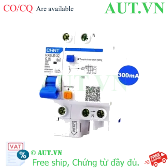 Ảnh của Át chống dòng rò CHINT NXBLE-32 1P+N C16 300mA 6kA 