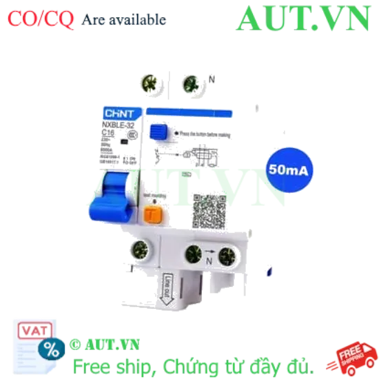 Ảnh của Át chống dòng rò CHINT NXBLE-32 1P+N C16 50mA 6kA 