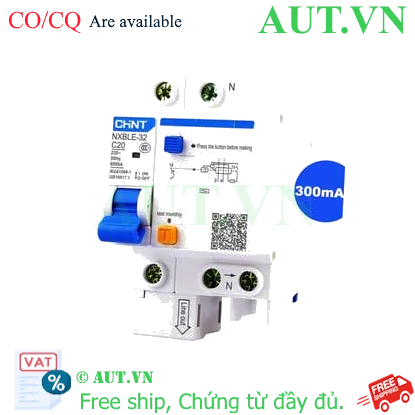Ảnh của Át chống dòng rò CHINT NXBLE-32 1P+N C20 300mA 6kA 