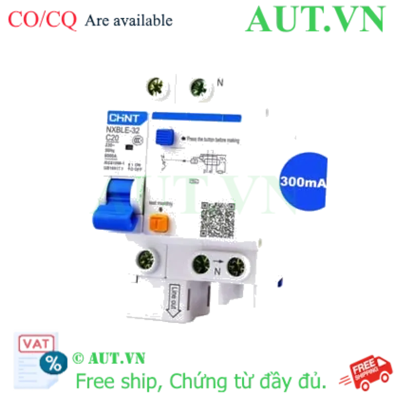 Ảnh của Át chống dòng rò CHINT NXBLE-32 1P+N C20 300mA 6kA 