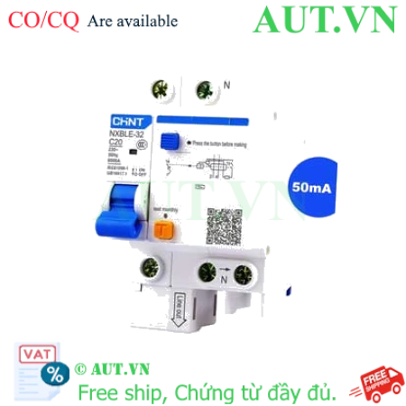 Ảnh của Át chống dòng rò CHINT NXBLE-32 1P+N C20 50mA 6kA 