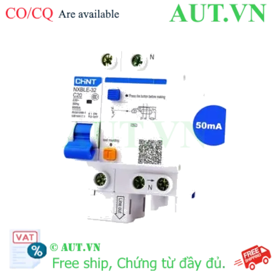 Ảnh của Át chống dòng rò CHINT NXBLE-32 1P+N C20 50mA 6kA 