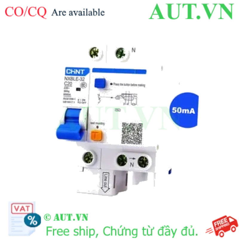Ảnh của Át chống dòng rò CHINT NXBLE-32 1P+N C20 50mA 6kA 