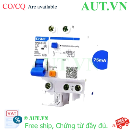 Ảnh của Át chống dòng rò CHINT NXBLE-32 1P+N C20 75mA 6kA 