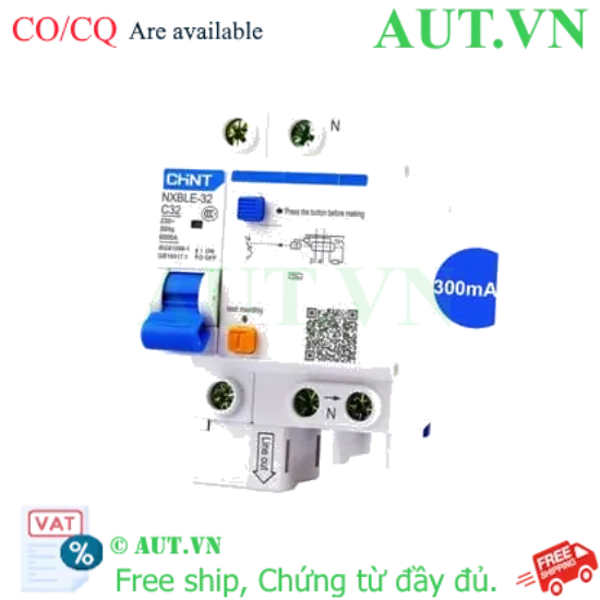 Ảnh của Át chống dòng rò CHINT NXBLE-32 1P+N C32 300mA 6kA 