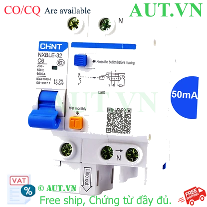 Ảnh của Át chống dòng rò CHINT NXBLE-32 1P+N C6 50mA 6kA 