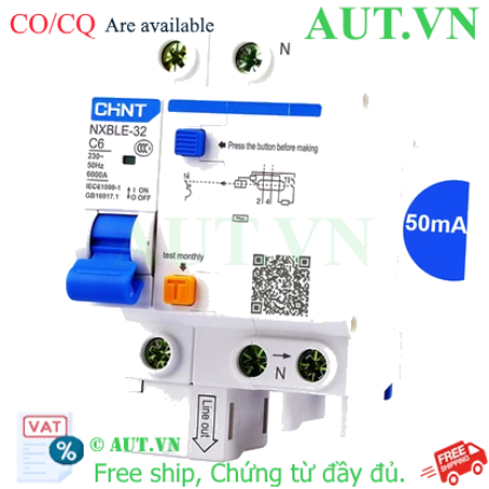 Ảnh của Át chống dòng rò CHINT NXBLE-32 1P+N C6 50mA 6kA 