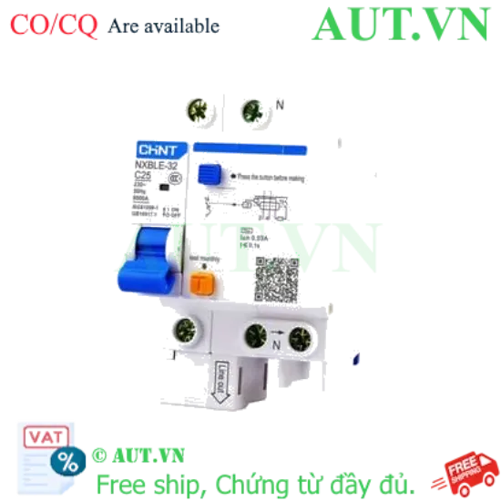 Ảnh của Át chống dòng rò CHINT NXBLE-32 1P+N C25 30mA 6kA 